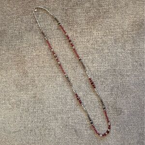 WHBM Elegant Red, Black and Silver Beaded Necklace